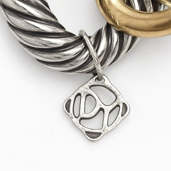 David Yurman 18K Yellow Gold & Silver 18mm Oval Links Bracelet 8 Inches - Picture 6 of 12